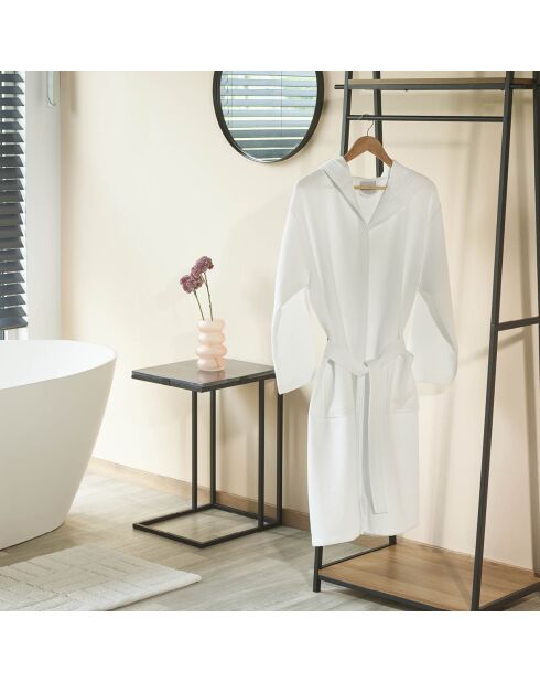 Peignoir avec capuche Nid d'abeille blanc