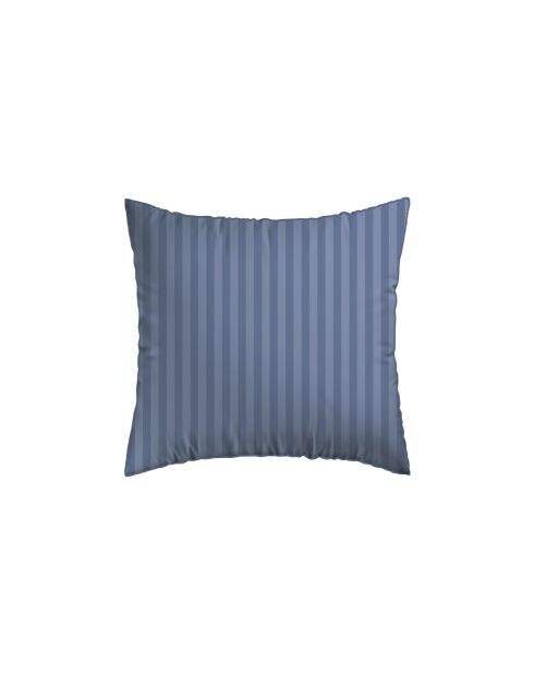 Blauer gestreifter Jacquard-Kissenbezug aus Baumwollsatin, 63 x 63 cm