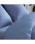 Blauer gestreifter Jacquard-Kissenbezug aus Baumwollsatin, 63 x 63 cm