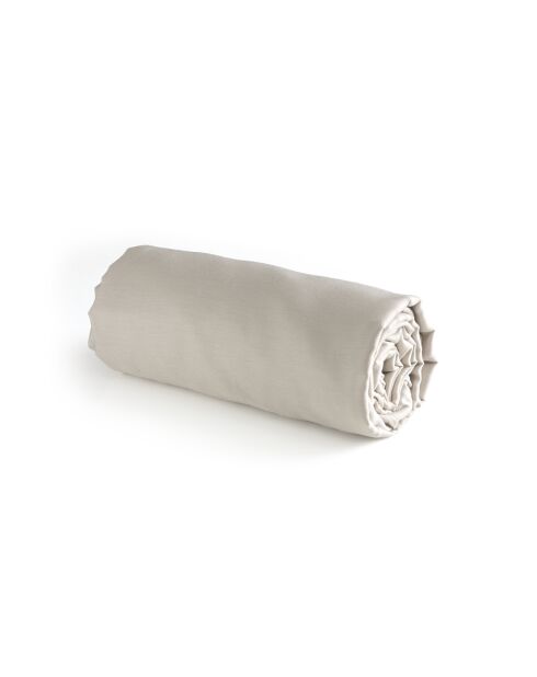 Drap-housse satin de coton uni beige
