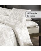 Drap-housse satin de coton uni beige