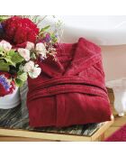 Peignoir avec capuche en coton ultra absorbant - bordeaux