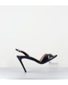 Mitternachtsblaue Ledersandalen mit hohem Absatz - 10 cm Absatz