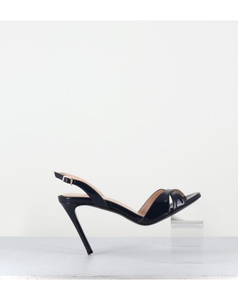 Mitternachtsblaue Ledersandalen mit hohem Absatz - 10 cm Absatz