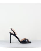 Mitternachtsblaue Ledersandalen mit hohem Absatz - 10 cm Absatz