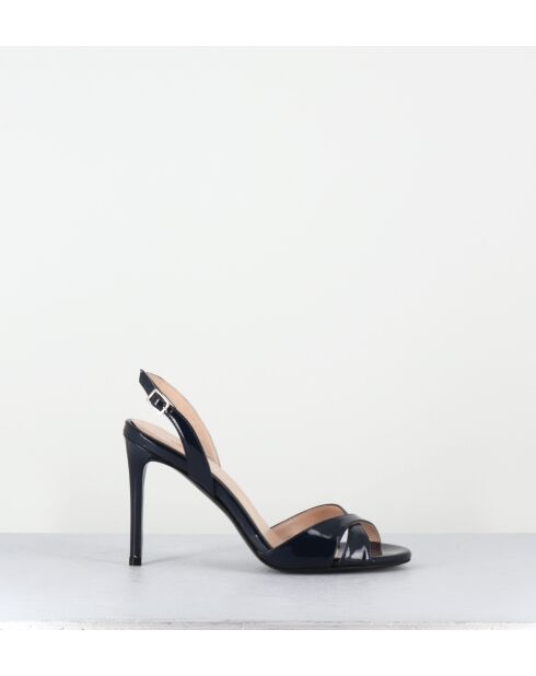 Mitternachtsblaue Ledersandalen mit hohem Absatz - 10 cm Absatz