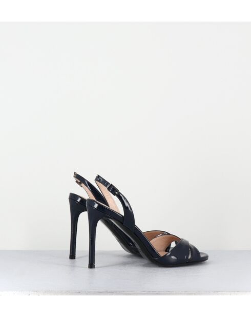 Mitternachtsblaue Ledersandalen mit hohem Absatz - 10 cm Absatz