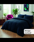 Trapunta con nappine in cotone satinato Eclipse blu scuro - 140x200 cm