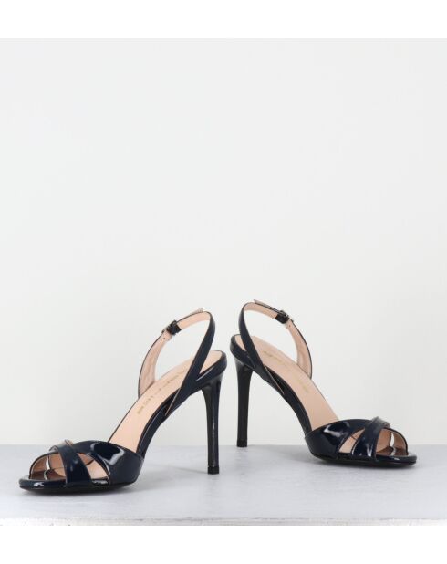 Mitternachtsblaue Ledersandalen mit hohem Absatz - 10 cm Absatz