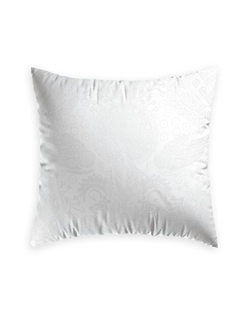 Arles Kissenbezug aus gewebtem Baumwollsatin in Jacquard-Optik, 63 x 63 cm, weiß