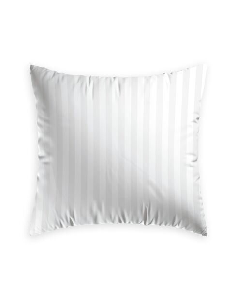 Arles Kissenbezug aus gewebtem Baumwollsatin in Jacquard-Optik, 63 x 63 cm, weiß