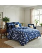 Custodia Blossom in raso di cotone blu scuro - 43x210 cm