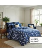 Custodia Blossom in raso di cotone blu scuro - 43x210 cm