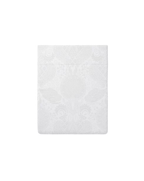 Lenzuolo piatto Arles in raso di cotone intrecciato Jacquard bianco