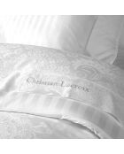 Lenzuolo piatto Arles in raso di cotone intrecciato Jacquard bianco