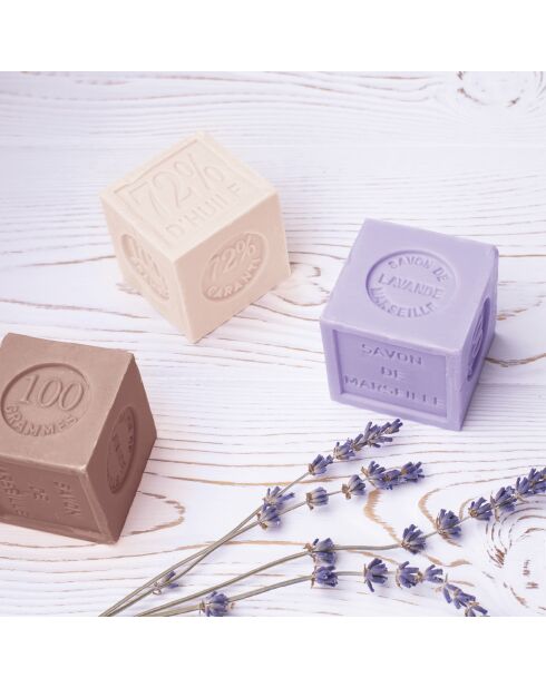 Pack de 3 savons de Marseille solides fleuris - 3x100 g