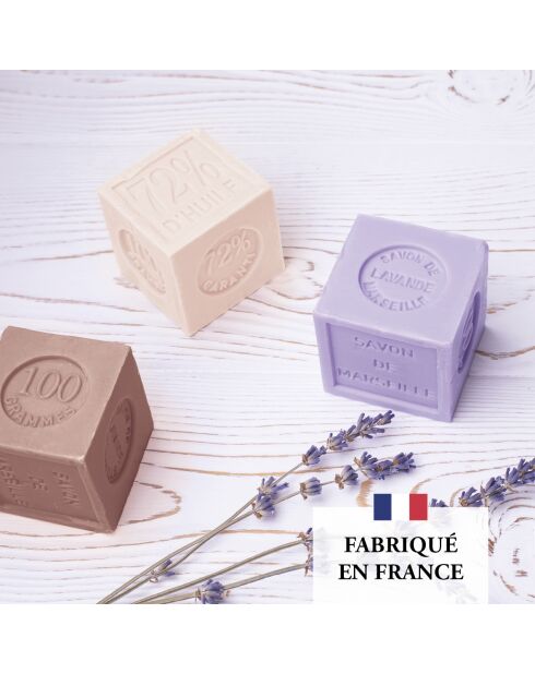Pack de 3 savons de Marseille solides fleuris - 3x100 g