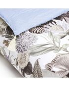 Trapunta con nappine super spesse in raso di cotone 100% — 140x200 cm: Garden light blue