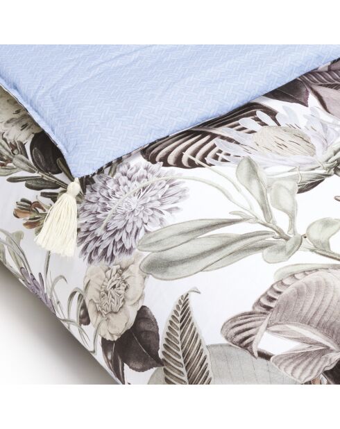 Trapunta con nappine super spesse in raso di cotone 100% — 140x200 cm: Garden light blue