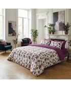 Arty flowers witte beddensprei van katoensatijn - 220x250 cm