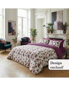 Arty flowers witte beddensprei van katoensatijn - 220x250 cm