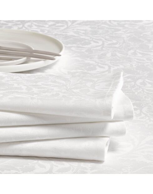 Set de 4 serviettes Arabesque blanc - 50x50 cm