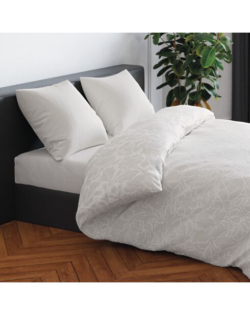 Drap-housse satin de coton uni taupe