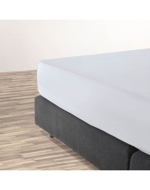 Drap-housse satin de coton uni gris perle