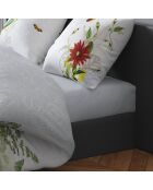 Drap-housse satin de coton uni gris perle