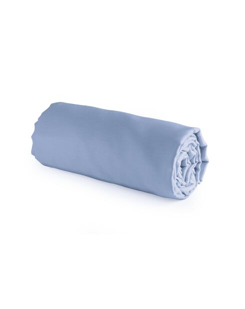 Drap-housse satin de coton uni bleu clair