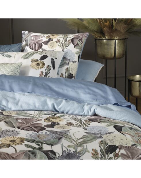 Drap-housse satin de coton uni bleu clair