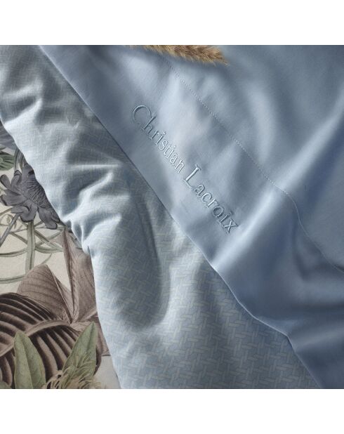 Drap-housse satin de coton uni bleu clair