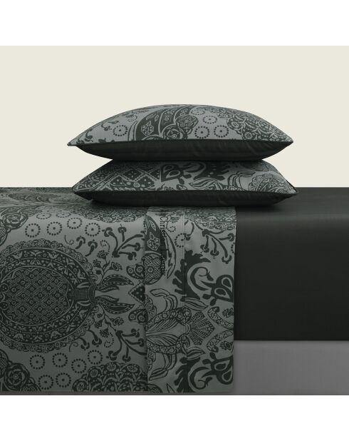 Dunkelgraues Bettlakenset aus Baumwollsatin von Arles + 2 x (90 x 200 x 30 cm) + 2 x (63 x 63 cm)