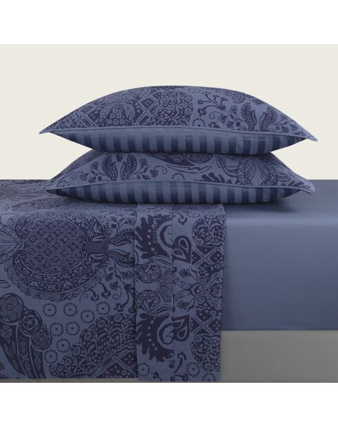 Ensemble de draps satin de coton Arles Bleu - 150 x 200 x 30 cm