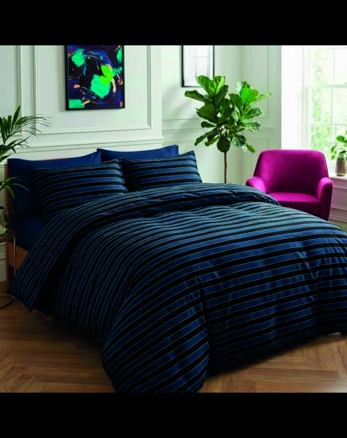 Custodia Eclipse blu scuro in raso di cotone - 43x210 cm