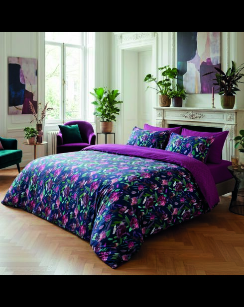 Drap-housse satin de coton Pollen prune