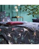 Trapunta con nappine Rondini blu - 140x200 cm