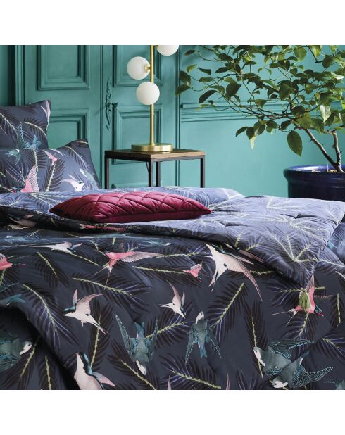 Trapunta con nappine Rondini blu - 140x200 cm