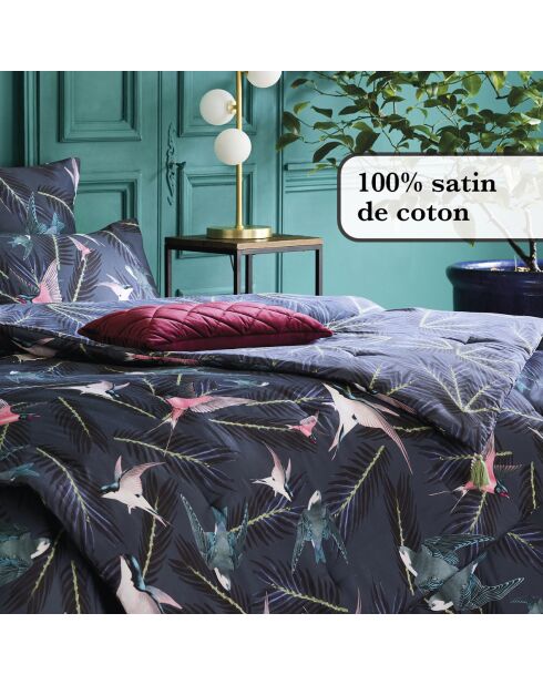 Trapunta con nappine Rondini blu - 140x200 cm