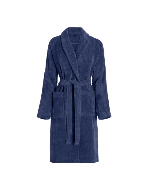 Peignoir avec col châle bleu foncé