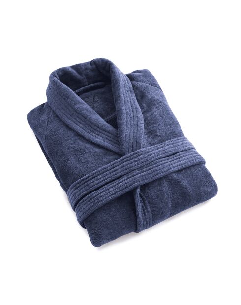 Peignoir avec col châle bleu foncé
