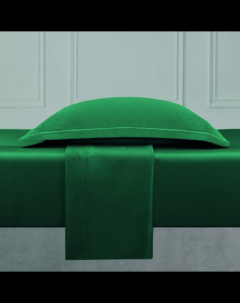 Ensemble de draps satin de coton uni 1 baratta vert 02 + 160x200x30 cm + 2x(63x63 cm)