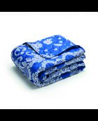 Copriletto in raso di cotone con passamaneria blu - 220x250 cm