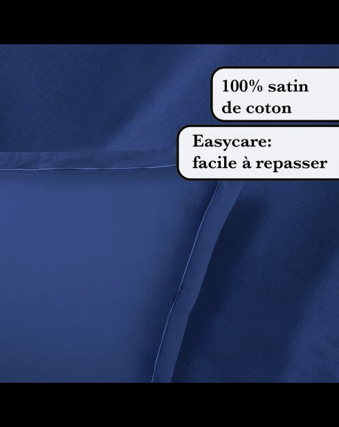 Set di lenzuola in raso di cotone tinta unita 1 baratta blue 06 - 230x270 cm + 150x200x30 cm + 2x (50x80 cm)