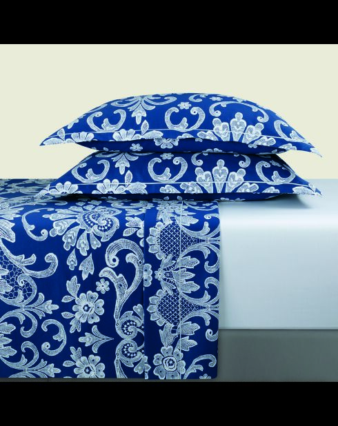 Bettwäscheset aus Baumwollsatin Blauer Besatz + 2x (90x200x30 cm) + 2x (50x70 cm)