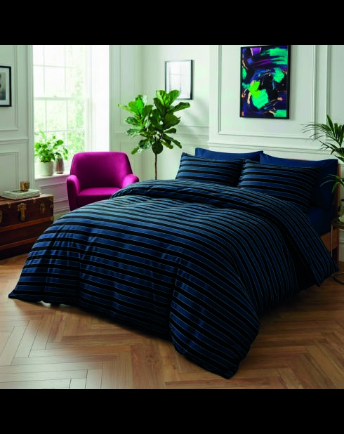 Copriletto in raso di cotone Eclipse blu scuro - 220x250 cm