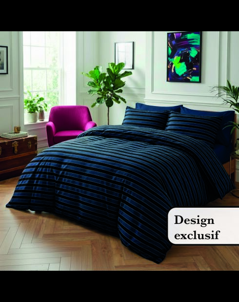 Copriletto in raso di cotone Eclipse blu scuro - 220x250 cm