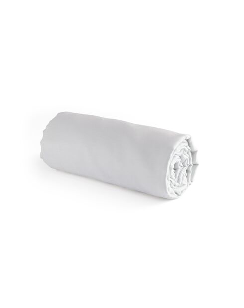 Drap-housse satin de coton uni blanc cassé