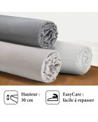 Drap-housse satin de coton uni blanc cassé