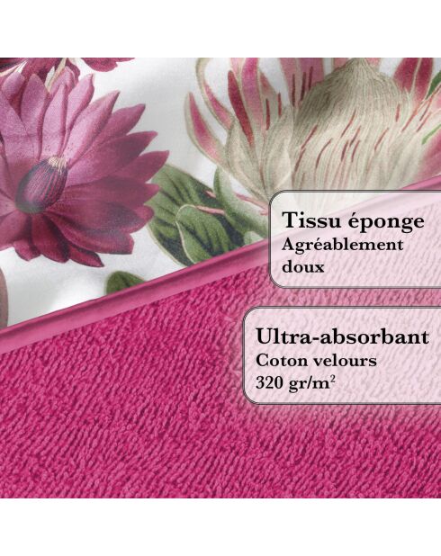 Mantella da bagno per bebè da giardino fucsia - 70x70 cm